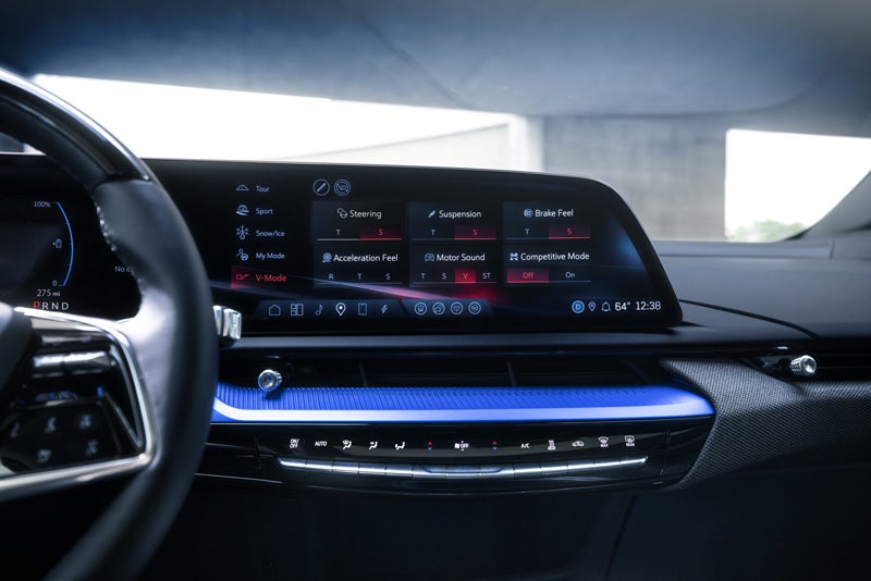 The 2026 OPTIQ-V Display Screen Displaying the V-Mode Settings | Sheboygan Cadillac in Sheboygan WI